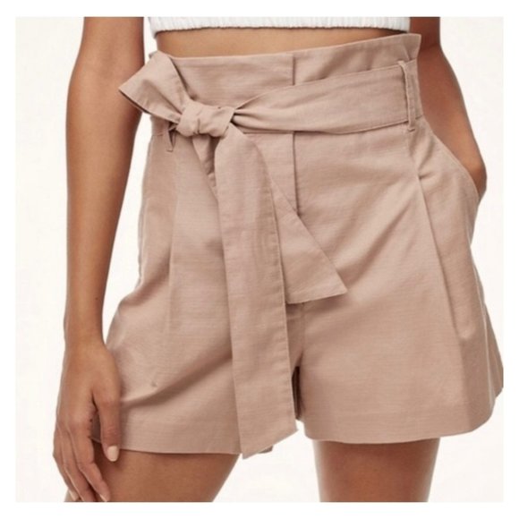 Wilfred Pants - ARITZIA - WILFRED Black linen high waisted paper bag shorts